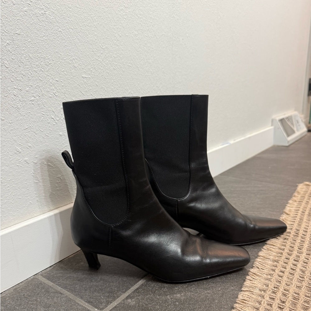 Toteme 50mm mid heel black leather Chelsea boot